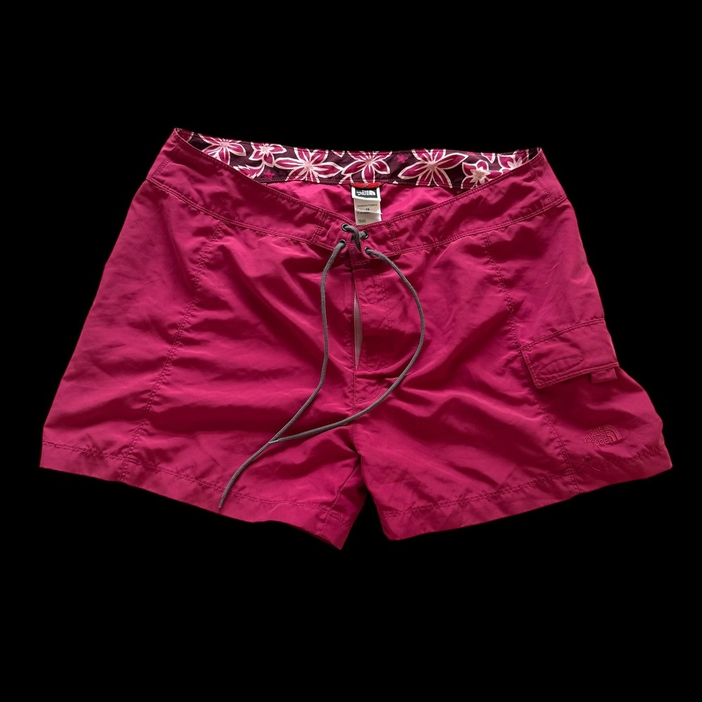 Y2K The North Face Magenta Pink Board Shorts Size 16 Cargo Pocket Water Hiking